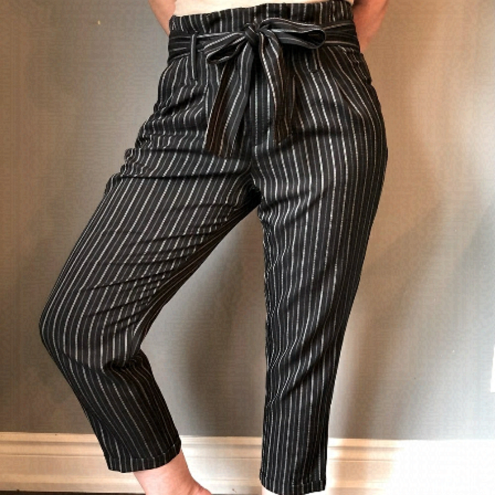 INDIGO Rein High Waisted Paperbag Pinstripe Pants